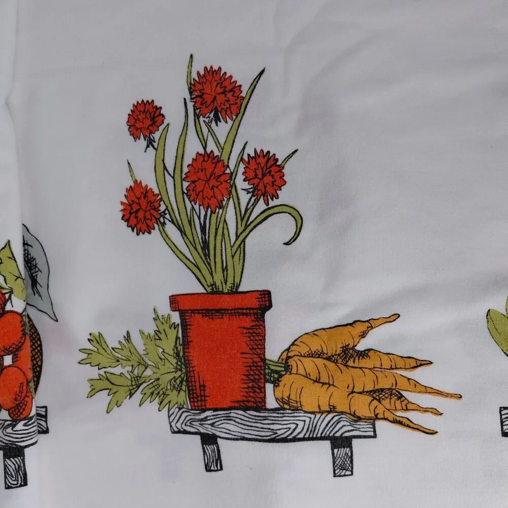 Vtg Vegetable Floral Table Cloth Rectangle Bridge 1960's 59.5x54